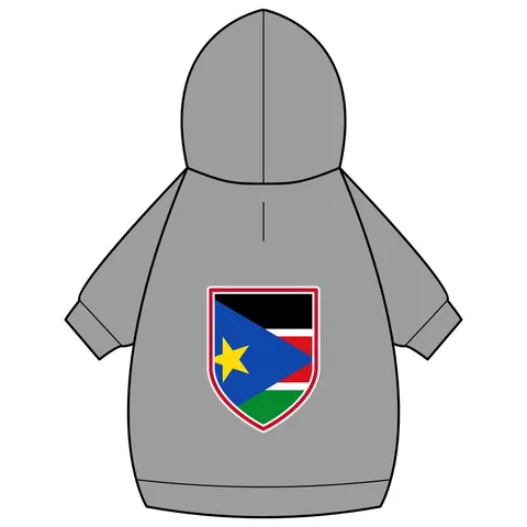 South Sudan Stripes & Blue Triangle Pet Hoodie — back_dtf view