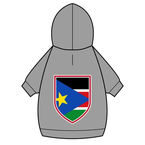 South Sudan Stripes & Blue Triangle Pet Hoodie — back_dtf view