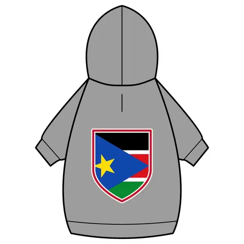 South Sudan Stripes & Blue Triangle Pet Hoodie — back_dtf view