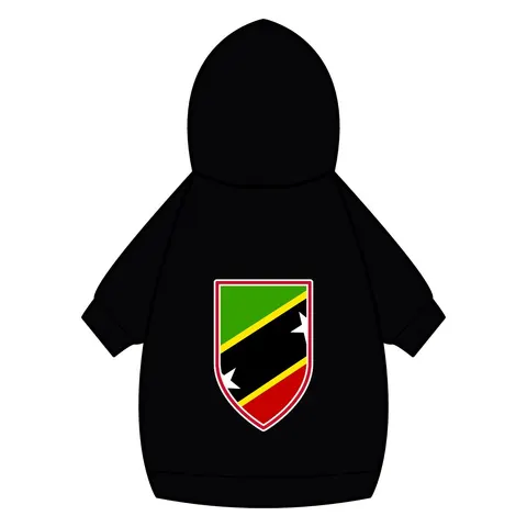 St. Kitts & Nevis Diagonal Stars Pet Hoodie — back_dtf view