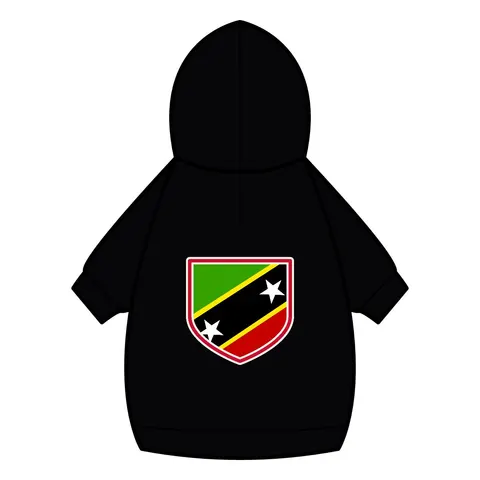 St. Kitts & Nevis Diagonal Stars Pet Hoodie — back_dtf view