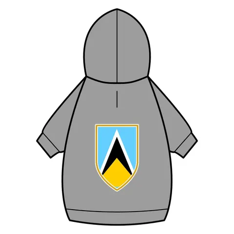 Saint Lucia Blue Triangle Peak Pet Hoodie — back_dtf view