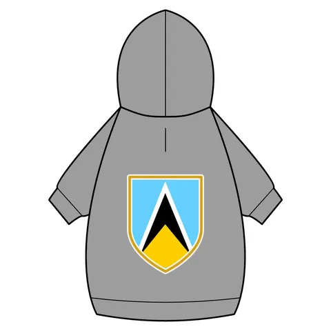 Saint Lucia Blue Triangle Peak Pet Hoodie — back_dtf view