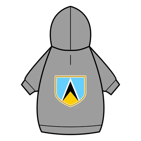 Saint Lucia Blue Triangle Peak Pet Hoodie — back_dtf view