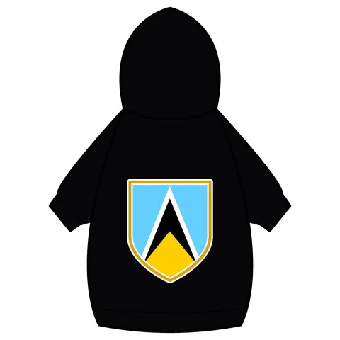 Saint Lucia Blue Triangle Peak Pet Hoodie — back_dtf view