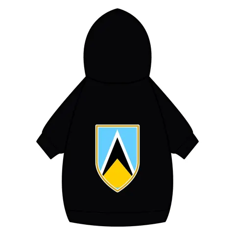 Saint Lucia Blue Triangle Peak Pet Hoodie — back_dtf view