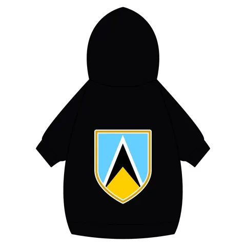 Saint Lucia Blue Triangle Peak Pet Hoodie — back_dtf view
