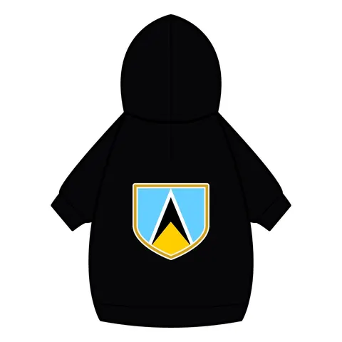 Saint Lucia Blue Triangle Peak Pet Hoodie — back_dtf view