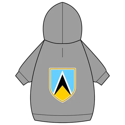 Saint Lucia Blue Triangle Peak Pet Hoodie — back_dtf view