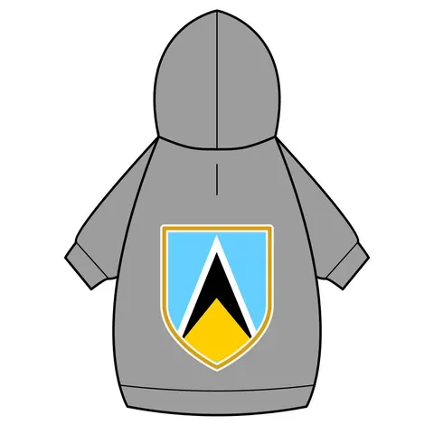 Saint Lucia Blue Triangle Peak Pet Hoodie — back_dtf view