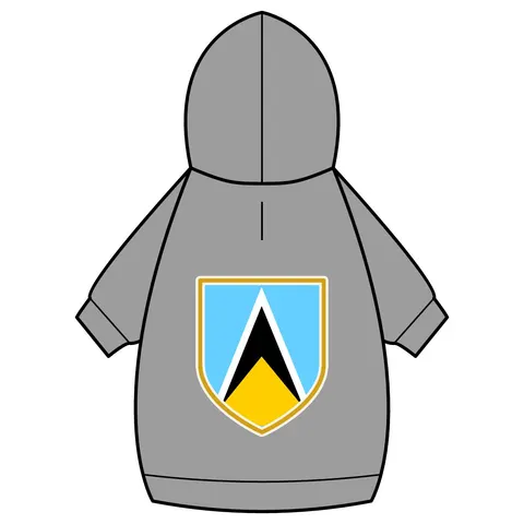 Saint Lucia Blue Triangle Peak Pet Hoodie — back_dtf view
