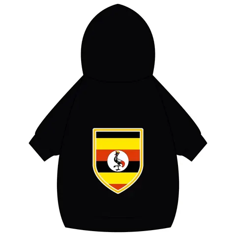 Uganda Black Yellow Red Bands Pet Hoodie — back_dtf view