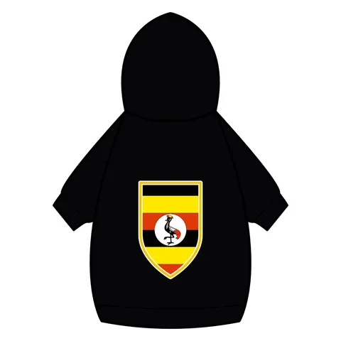 Uganda Black Yellow Red Bands Pet Hoodie — back_dtf view