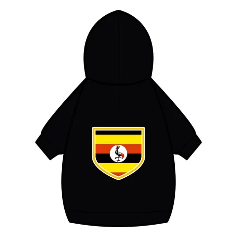 Uganda Black Yellow Red Bands Pet Hoodie — back_dtf view