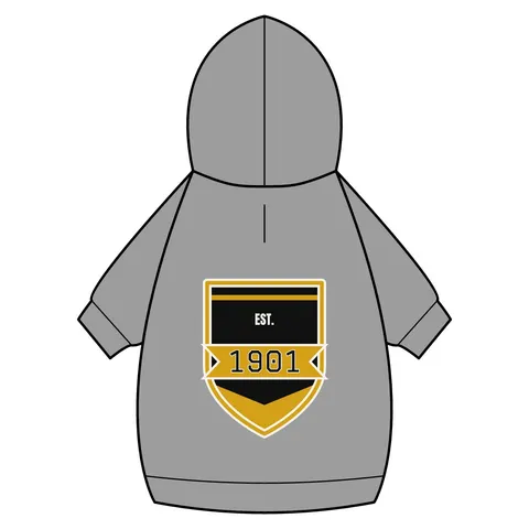 Grambling 1901 Black & Gold Edge Pet Hoodie — back_dtf view