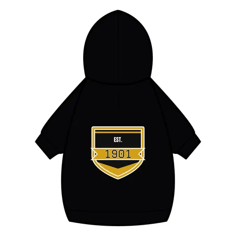 Grambling 1901 Black & Gold Edge Pet Hoodie — back_dtf view