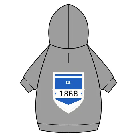 Hampton 1868 Blue & White Wave Pet Hoodie — back_dtf view