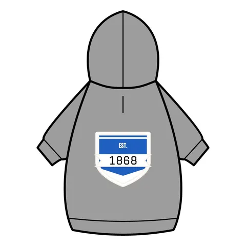Hampton 1868 Blue & White Wave Pet Hoodie — back_dtf view