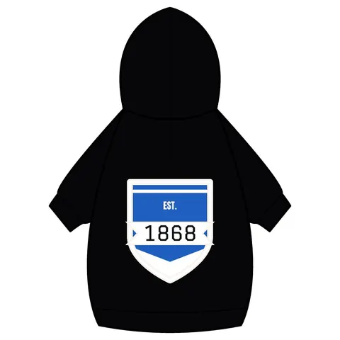 Hampton 1868 Blue & White Wave Pet Hoodie — back_dtf view