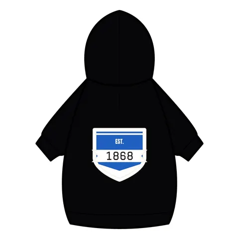 Hampton 1868 Blue & White Wave Pet Hoodie — back_dtf view