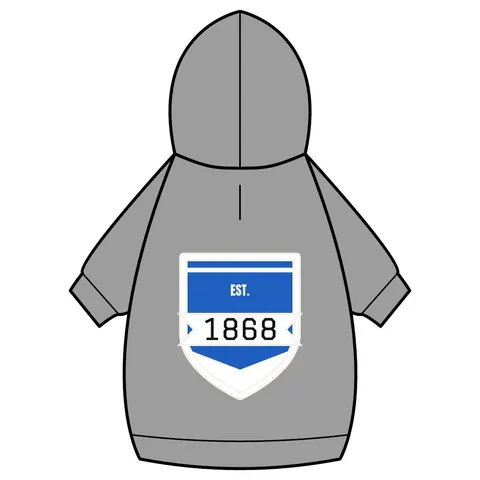 Hampton 1868 Blue & White Wave Pet Hoodie — back_dtf view