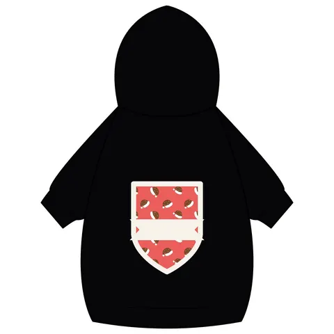 Holiday Brown Santa Hat Icons Pet Hoodie — back_dtf view