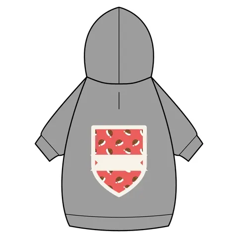 Holiday Brown Santa Hat Icons Pet Hoodie — back_dtf view