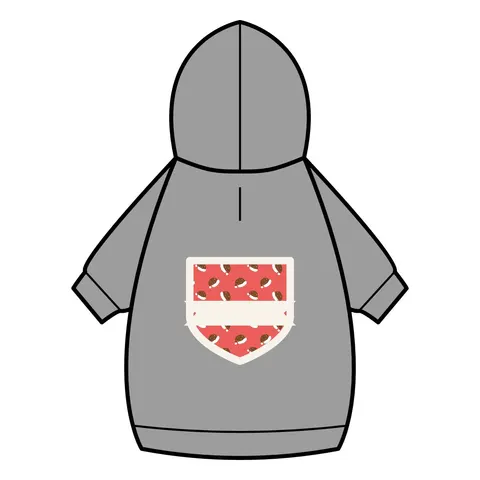 Holiday Brown Santa Hat Icons Pet Hoodie — back_dtf view