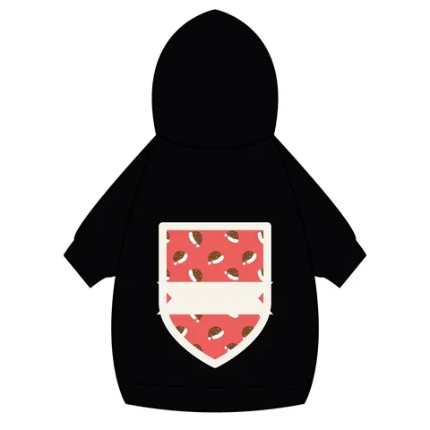 Holiday Brown Santa Hat Icons Pet Hoodie — back_dtf view