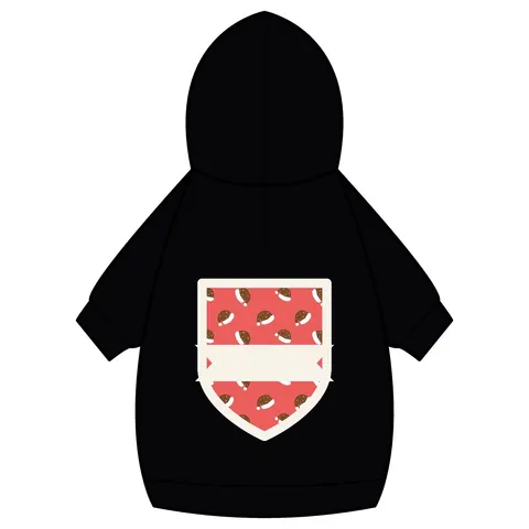 Holiday Brown Santa Hat Icons Pet Hoodie — back_dtf view