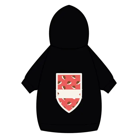 Holiday Brown Santa Hat Icons Pet Hoodie — back_dtf view
