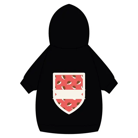 Holiday Brown Santa Hat Icons Pet Hoodie — back_dtf view