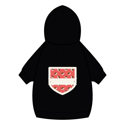 Holiday Brown Santa Hat Icons Pet Hoodie — back_dtf view