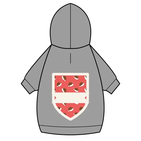Holiday Brown Santa Hat Icons Pet Hoodie — back_dtf view