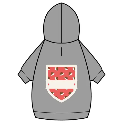 Holiday Brown Santa Hat Icons Pet Hoodie — back_dtf view