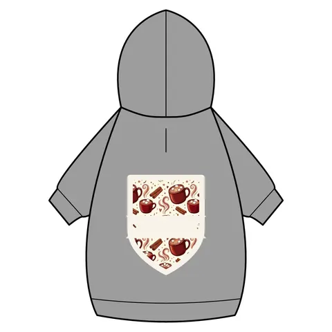Holiday Hot Cocoa & Marshmallows Pet Hoodie — back_dtf view