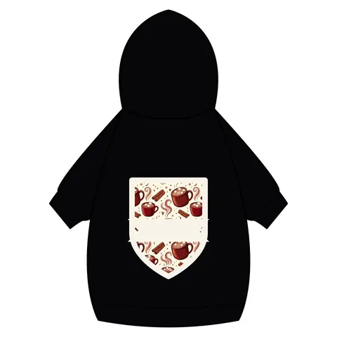 Holiday Hot Cocoa & Marshmallows Pet Hoodie — back_dtf view