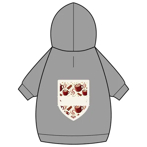 Holiday Hot Cocoa & Marshmallows Pet Hoodie — back_dtf view