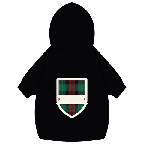 Holiday Fireplace Plaid Pet Hoodie — back_dtf view