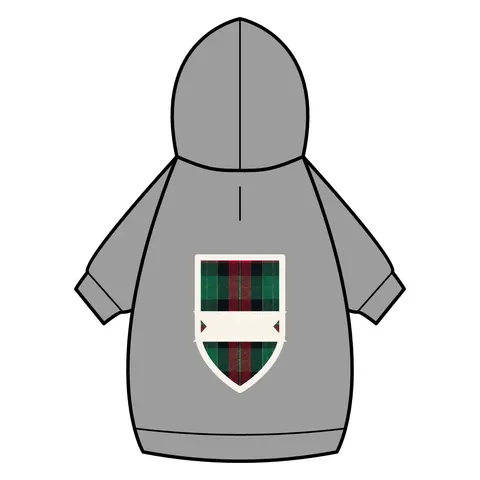 Holiday Fireplace Plaid Pet Hoodie — back_dtf view
