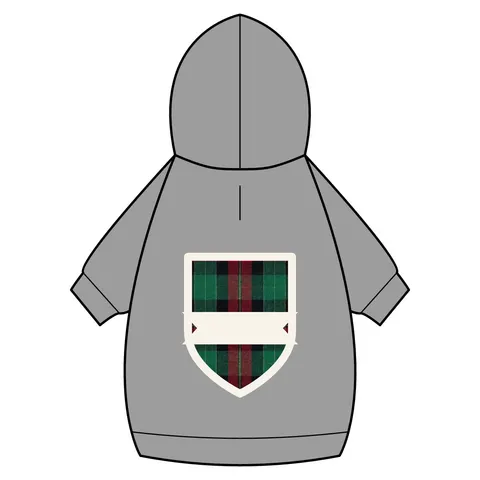 Holiday Fireplace Plaid Pet Hoodie — back_dtf view