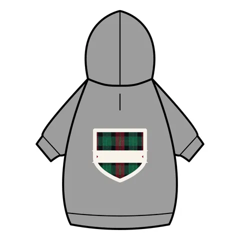 Holiday Fireplace Plaid Pet Hoodie — back_dtf view