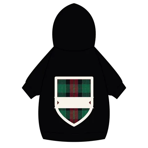 Holiday Fireplace Plaid Pet Hoodie — back_dtf view