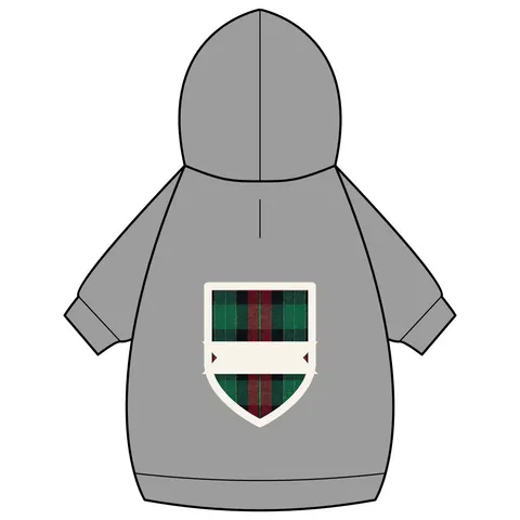 Holiday Fireplace Plaid Pet Hoodie — back_dtf view