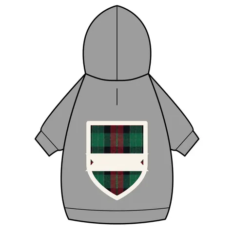 Holiday Fireplace Plaid Pet Hoodie — back_dtf view