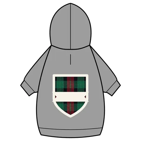 Holiday Fireplace Plaid Pet Hoodie — back_dtf view