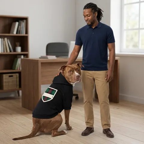 Holiday Fireplace Plaid Pet Hoodie
