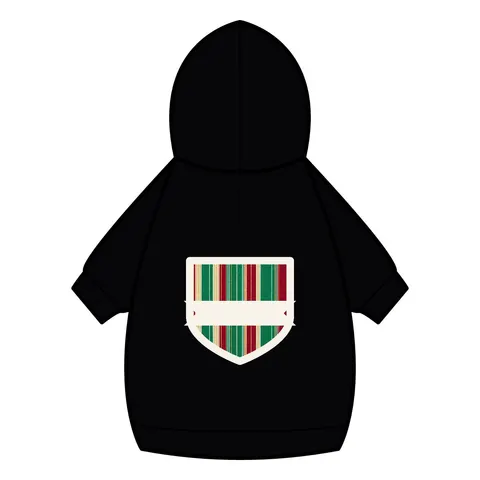 Holiday Gift Wrap Stripes Pet Hoodie — back_dtf view