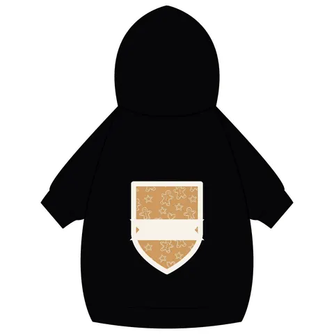 Holiday Gingerbread Cookie Pattern Pet Hoodie — back_dtf view