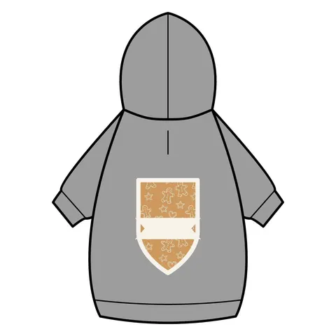 Holiday Gingerbread Cookie Pattern Pet Hoodie — back_dtf view